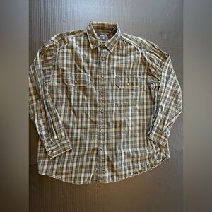 American Eagle Outfitters Button Down Men Shirt Large Durable Goods Green Cotton